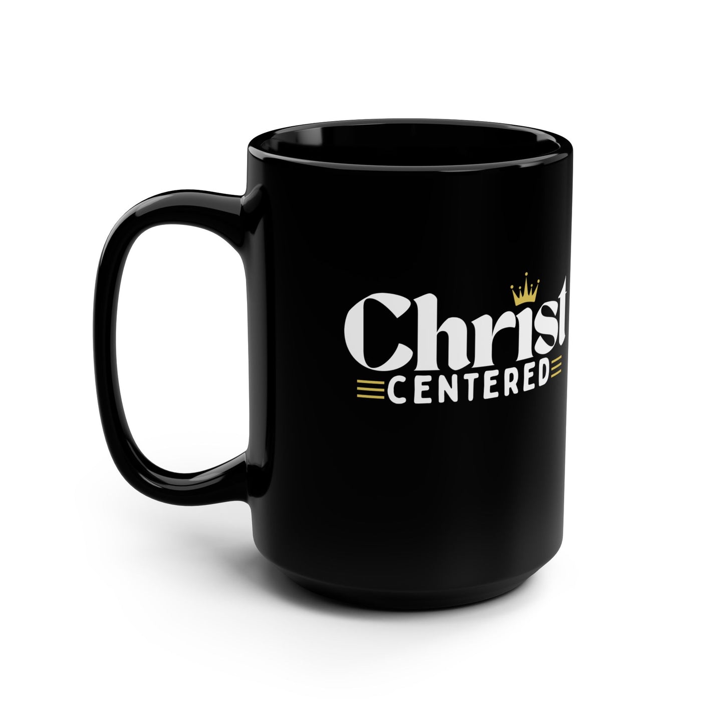 Christ Centered Design Black Mug, 15oz - Christian Religious